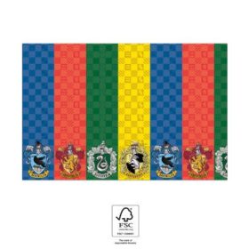   1db Papír Asztaliterítő 120x180cm HARRY POTTER HOGWARTS HOUSES