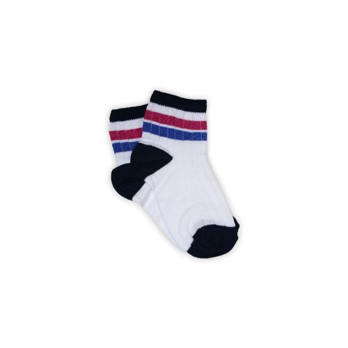 Girls' cotton ankle socks - ribbed - glittery - pink-blue striped - 23-28
