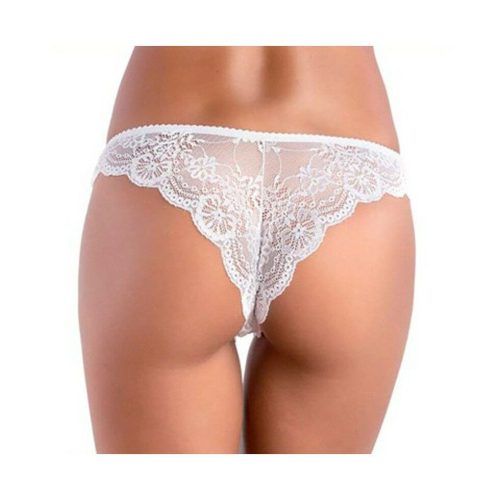 Women's lace thong bottom - white - XS