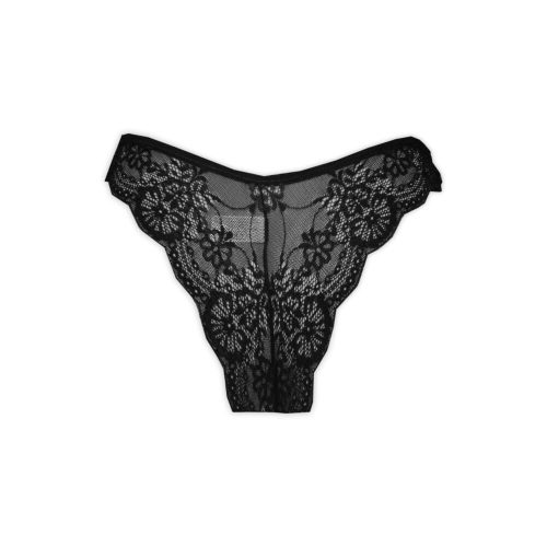 Fundă thong damă din dantelă - negru - XS