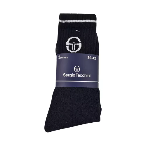 Sergio Tacchini 棉质运动袖 - 3 双/包 - 黑色 - 43-46