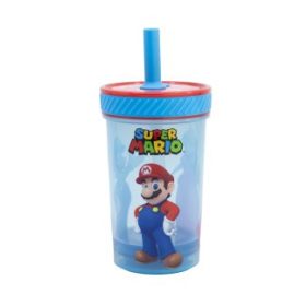   Super Mario felboríthatatlan csúszásgátlós műanyag pohár szívószállal - 370ML