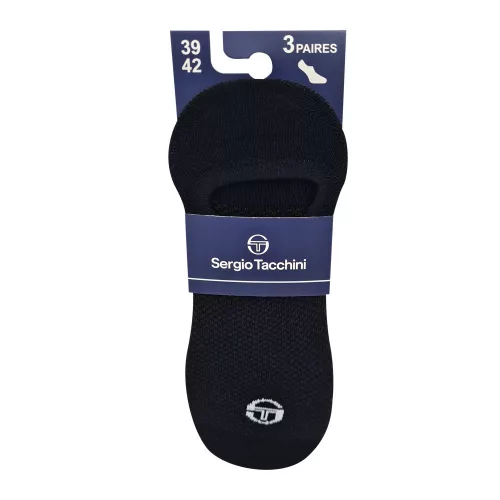 Calzini segreti in cotone traspirante Sergio Tacchini footies - 3 paia/confezione - nero - 39-42