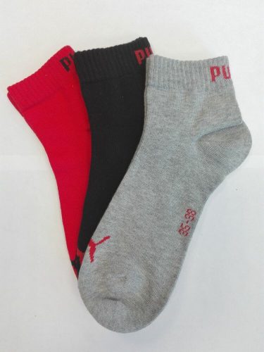 Puma unisex pamut zokni - rövid állású zokni - 3 pár - piros-fekete-szürke - 43-46