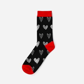   Women's cotton socks - black-red - heart pattern - Evidence