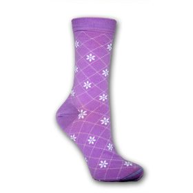   Women's socks - cotton ankle socks - 39-42 - purple small flower pattern - Evidence