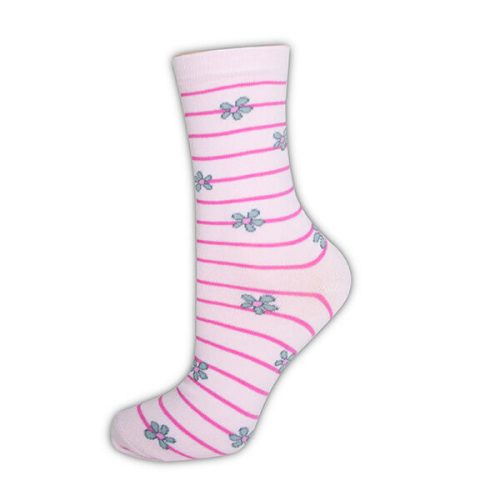 Női zokni - pamut bokazokni - rózsaszín apró virágmintás - Evidence