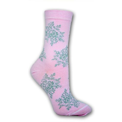 Női zokni - pamut bokazokni - 39-42 - rózsaszín nagy virágmintás - Evidence