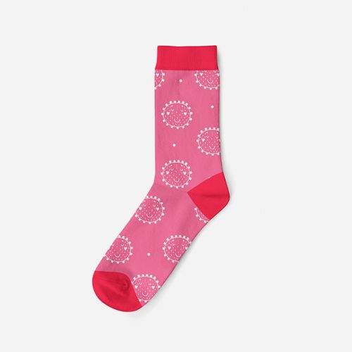 Női pamut zokni - rózsaszín-pink - kör mintás - 35-38 - Evidence