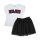 Szöveg mintás pamut póló - vagány fekete tüll szoknyával kislányoknak - fehér-fekete - 104