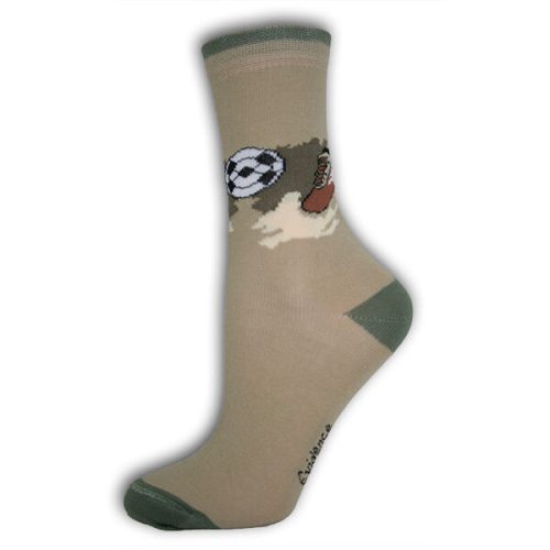 Dětské kotníkové ponožky - bavlněné kotníkové ponožky - 23-26 - khaki fotbal - Evidence