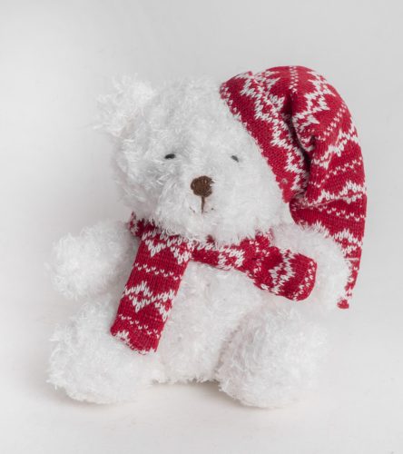 TEXT.TEDDYBÄR SITZ WEISS/ROT.SAP16