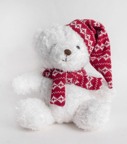 TEXT.BÄR SITZ WEISS/ROT.SAP20