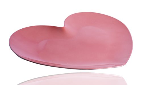DEK.TÁLCA SZÍV PINK   36*33