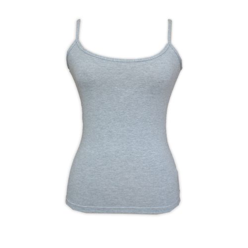 Women's cotton two-piece underwear set - with classic panties and spaghetti strap top - gray - L