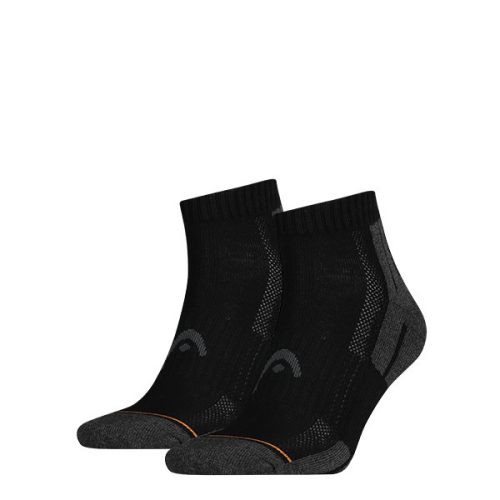 Calzini sportivi unisex Head - traspiranti con suola semi-peluche - corti - 2 paia - neri - 39-42