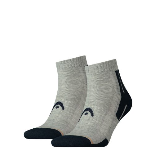 Športové unisex ponožky na hlavu - priedušné s poloplyšovou podrážkou - krátke - 2 páry - sivé - 35-38
