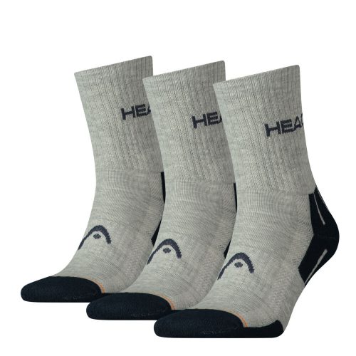 Head Unisex Sportsocken – atmungsaktiv mit Halbplüschsohle 3 Paar – Grau – 35-38