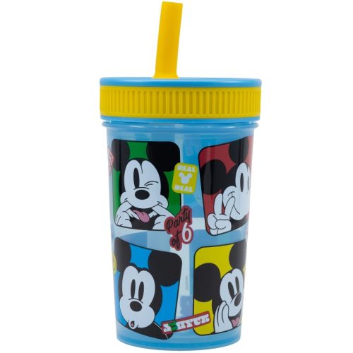 Plastový, nepriepustný silikónový pohár na slamku Disney Mickey mouse - 420 ml