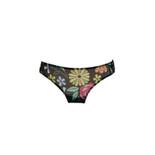 Set lenjeri intima dama cu model de flori - negru - L