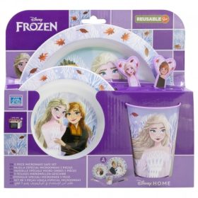   Jégvarázs (Frozen) 5 részes mikrózható étkészlet (lapos tányér|mély tányér|villa|kanál|pohár)