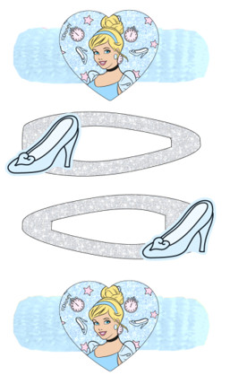 Disney Hercegnők csillogós hajcsat szett és 2db hajgumi egyben 