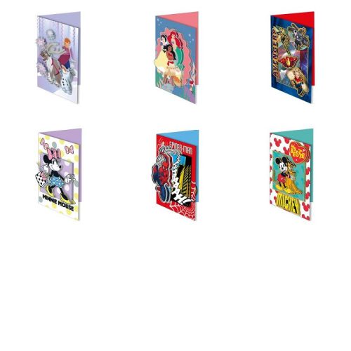 Szülinapi meghívó 3D 22,5x15,5cm FSC 6 minta 24db/csomag (Frozen/Princess/Avengers/Minnie/Mickey/Spiderman)