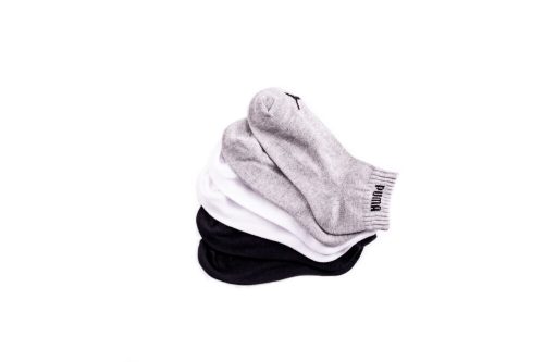 Unisex bavlnené ponožky Puma - 3 páry - krátke ponožky - 35-38 - čierna, biela, šedá