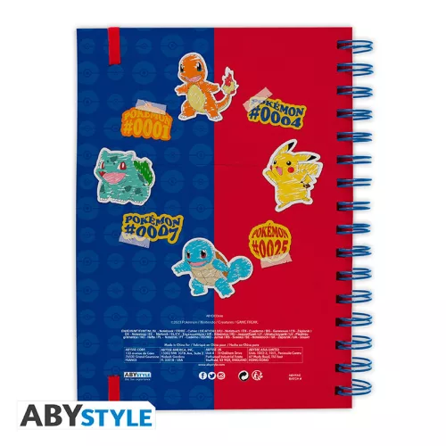 Pokemon Notizbuch A5 Spirale Pikachu, Bulbasaur, Squirtle, Charmander