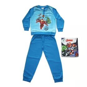   Pigiama per bambini lungo e sottile in cotone - Avengers - con motivo Iron Man - Jersey - blu medio - 140
