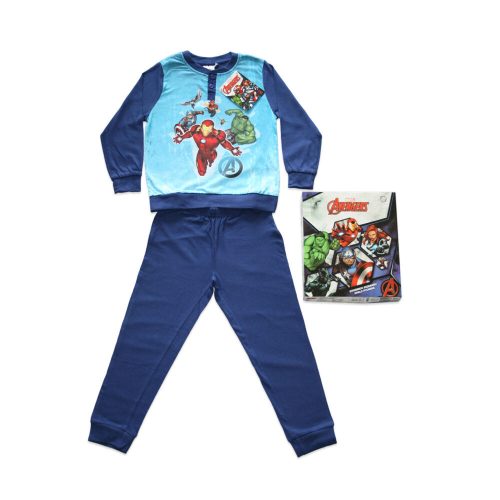 Hosszú vékony pamut gyerek pizsama - Bosszúállók - Vasember mintával - Jersey - sötétkék - 116