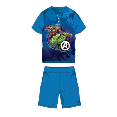 Summer short-sleeved children's cotton pajamas - Avengers - medium blue - 116