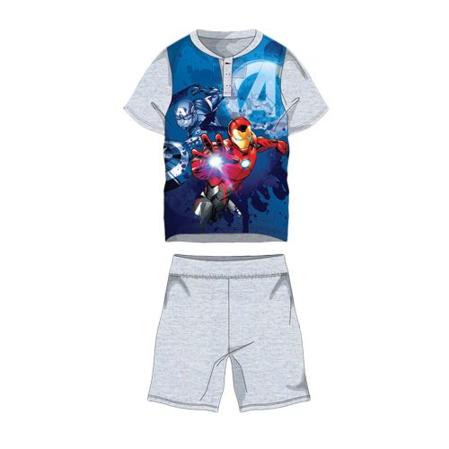 Summer short-sleeved children's cotton pajamas - Avengers - gray - 128