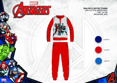 Winter cotton interlock children's pajamas - Avengers - red - 104