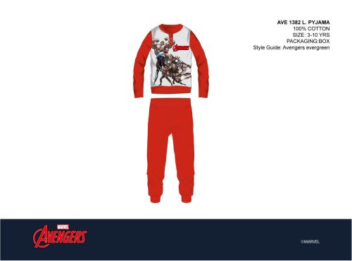 Bosszúállók gyerek pizsama - jersey pamut pizsama - piros - 110