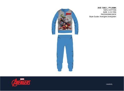 Bosszúállók gyerek pizsama - jersey pamut pizsama - világoskék - 116