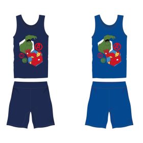  Completo estivo in cotone Avengers - t-shirt e pantaloncini - blu medio - 116