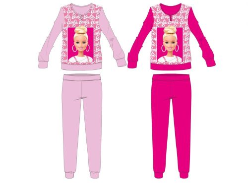 Barbie zimné hrubé bavlnené pyžamo pre dievčatká - flanel - svetloružové - 116