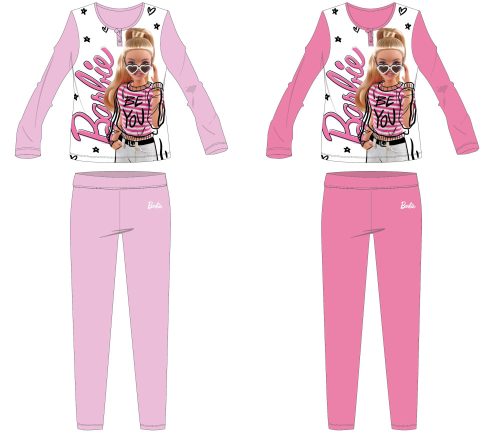 Barbie pamut jersey gyerek pizsama - világosrózsaszín - 110