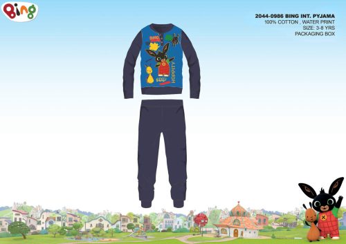 Téli pamut interlock gyerek pizsama - Bing nyuszi - sötétkék - 110