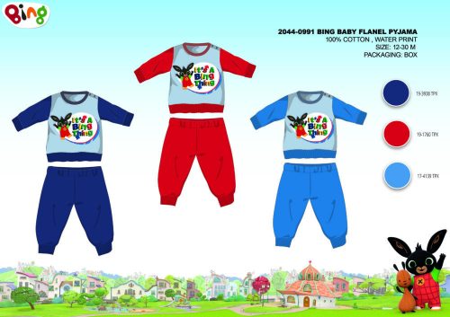 Zimné hrubé bavlnené detské pyžamo - flanelové pyžamko - Bing bunny - stredne modré - 86