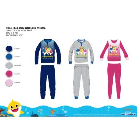   Pigiama invernale per bambini in cotone interlock - Baby Shark - rosa - 98
