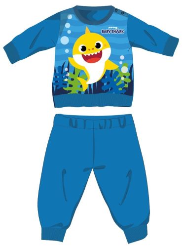 Baby Shark zimné hrubé detské pyžamo - bavlnené flanelové pyžamo - svetlo modré - 92