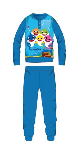 Baby Shark téli pamut gyerek pizsama - interlock pizsama - buborék mintával - középkék - 110