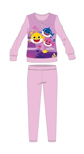 Baby Shark téli pamut gyerek pizsama - interlock pizsama - világosrózsaszín  - 116