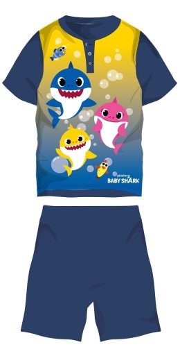 Baby Shark nyári rövid ujjú gyerek pizsama - pamut jersey pizsama - sötétkék - 110