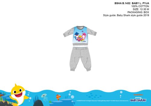 Baby Shark baba pizsama - jersey pamut pizsama - szürke - 80