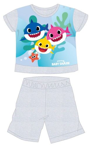Baby Shark nyári rövid ujjú baba pizsama - pamut jersey pizsama