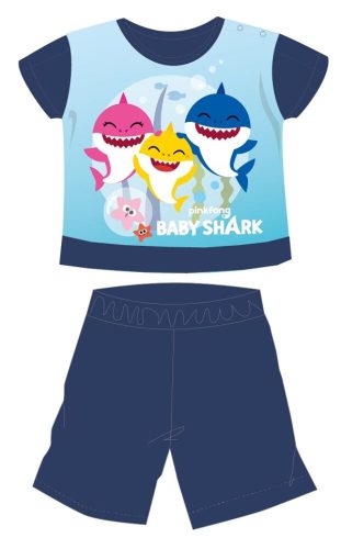 Baby Shark nyári rövid ujjú baba pizsama - pamut jersey pizsama - sötétkék - 86