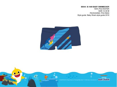Boxer da bagno per bambino Baby Shark - blu scuro - 92